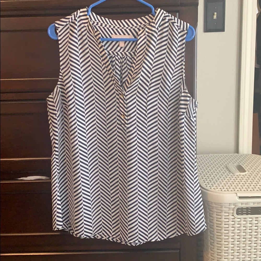 Banana Republic Striped Sleeveless Popover Blouse
